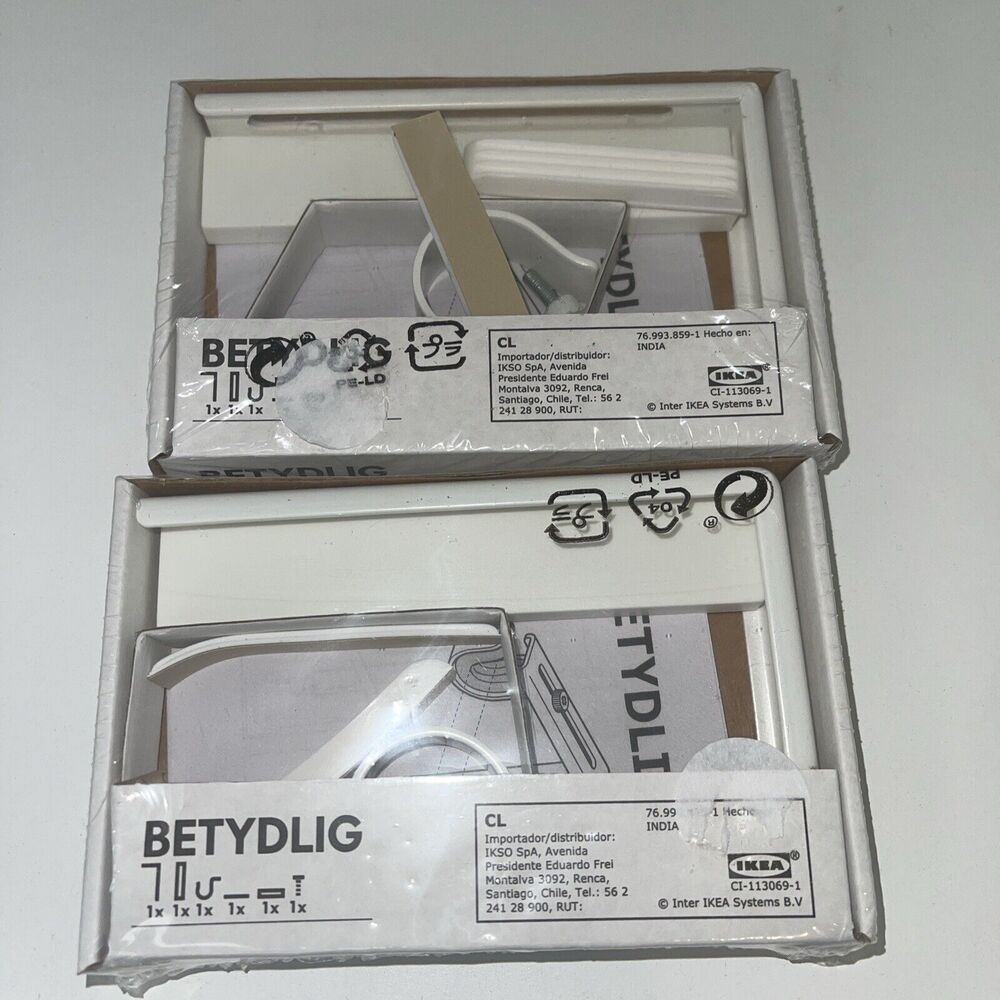 Pair (2) IKEA BETYDLIG Wall/Ceiling Curtain Rod Brackets WHITE 302.198.89 NEW
